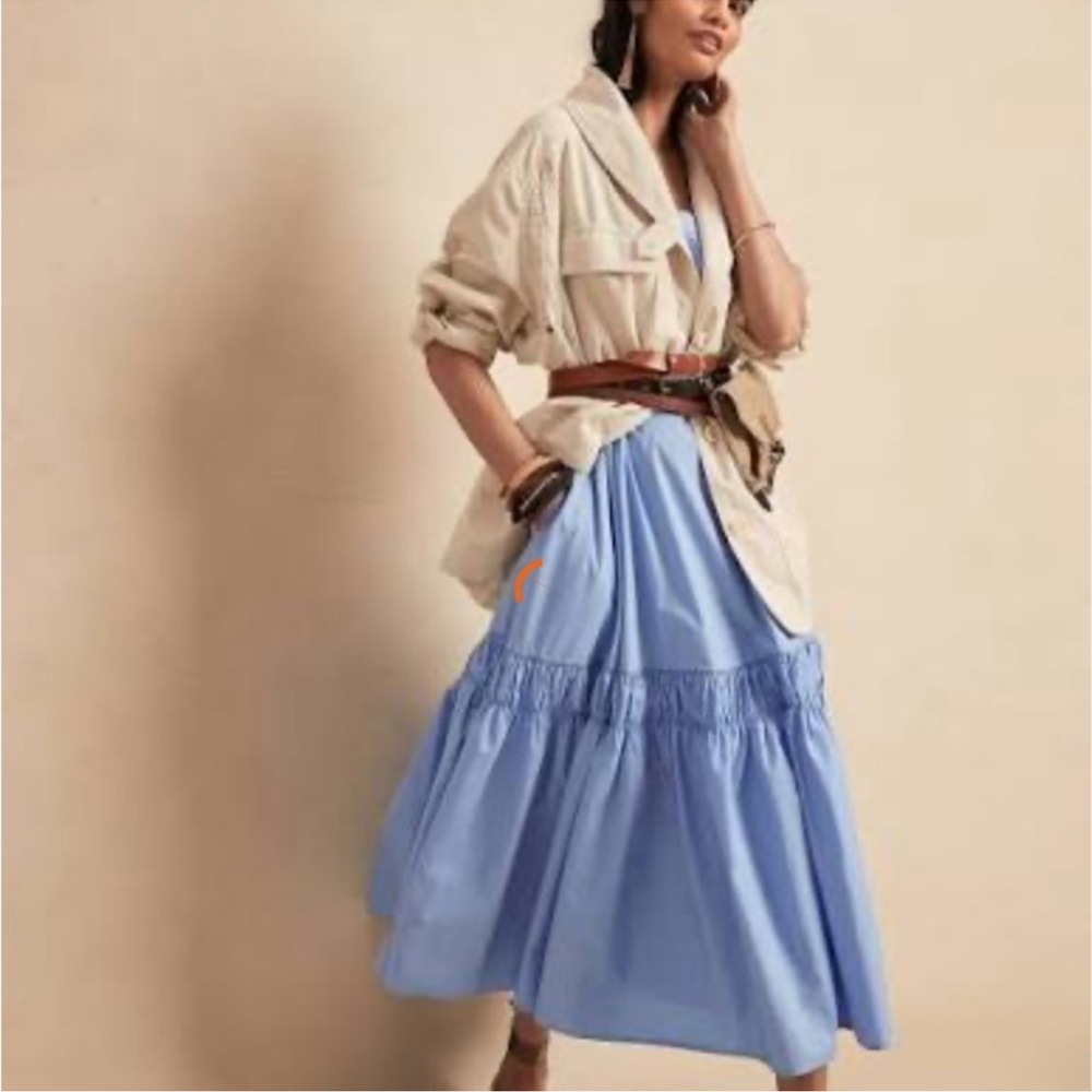BANANA REPUBLIC POPLIN BACKLESS MAXI DRESS‎ NWT SZ MED